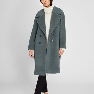 Double-Breasted Textured Relaxed Coat -New W/Tags -NEVER WORN -Fern/Eucalyptus